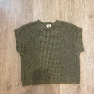 Green hippie rose short sleeve sweater top